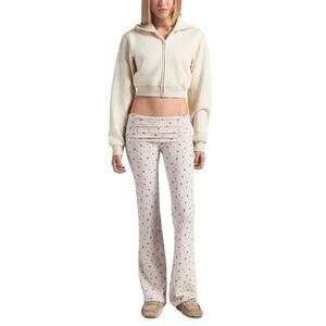 skims oatmeal heather holly cotton jersey foldover pants - size XS